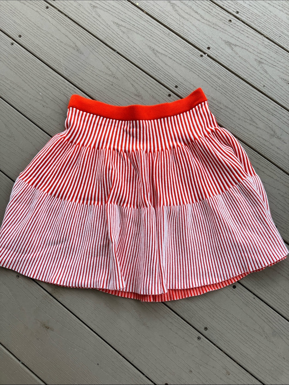 Adorable Red and White Striped Knit Women's Skirt